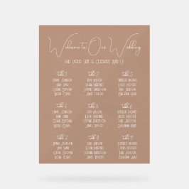 Terracotta Boho Minimalist Wedding Seating Chart Acryl Bord