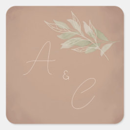 Terracotta Boho Minimalist Wedding  Vierkante Sticker