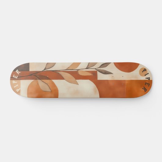 Terracotta Boho - Minimalistisch organisch blad Persoonlijk Skateboard (Horizontaal)