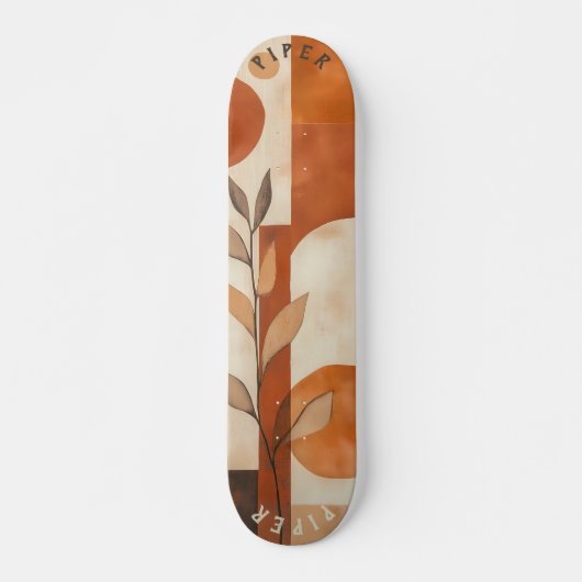 Terracotta Boho - Minimalistisch organisch blad Persoonlijk Skateboard (Voorkant)