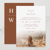 Terracotta Boho minimalistisch script foto bruilof Kaart (Voorkant / Achterkant)