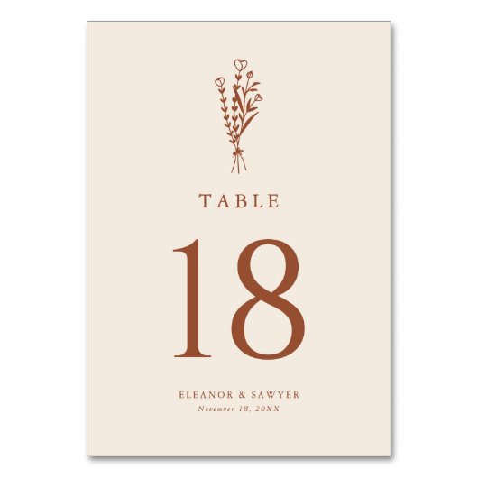 Terracotta Boho minimalistische botanische bruilof Kaart (Voorkant)