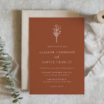 Terracotta Boho minimalistische botanische bruilof Kaart<br><div class="desc">Nodig familie en vrienden uit met deze terracotta thema trouwuitnodiging. Het is voorzien van een minimalistische bloemkool bouquet line art. Personaliseer deze boho bruiloft uitnodiging door namen,  datum,  tijd,  plaats en andere details toe te voegen. Deze terracotta floral bruiloft uitnodiging is perfect voor boho bruiloften en valbruiloften.</div>