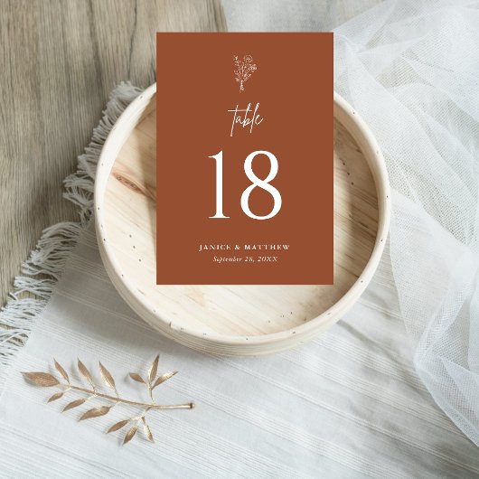 Terracotta Boho minimalistische botanische bruilof Kaart