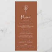 Terracotta Boho minimalistische botanische bruilof Menu (Voorkant)
