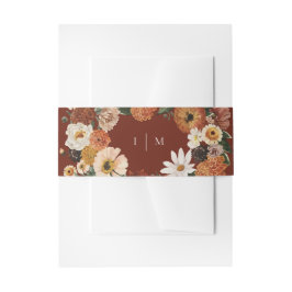 Terracotta Boho Minimalistische Monogram Huwelijk Uitnodigingen Wikkel