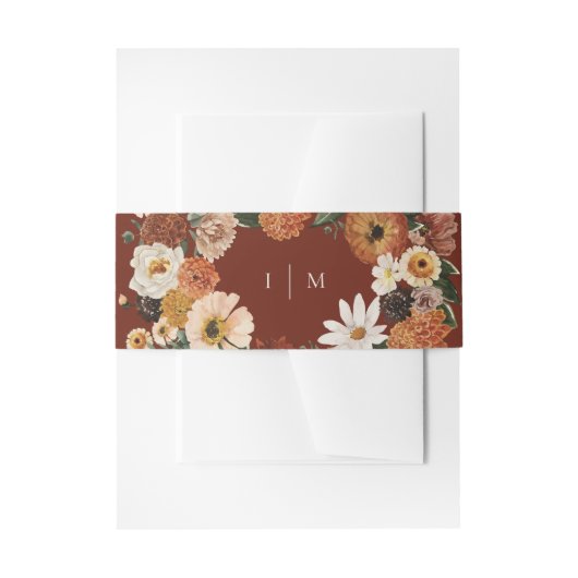 Terracotta Boho Minimalistische Monogram Huwelijk Uitnodigingen Wikkel (Voorkant Voorbeeld)