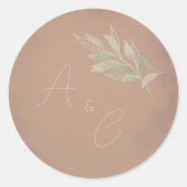 Terracotta Boho Minimalistische Trouw Ronde Sticker (Voorkant)