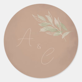 Terracotta Boho Minimalistische Trouw Ronde Sticker