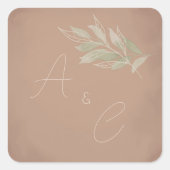 Terracotta Boho Minimalistische Trouwset  Vierkante Sticker (Voorkant)