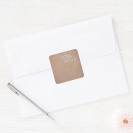 Terracotta Boho Minimalistische Trouwset  Vierkante Sticker