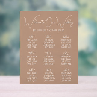 Terracotta Boho Minimalistische Trouwstoelindeling Acryl Bord