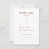 Terracotta Boho Modern Lines Burnt Sinaasappel Wed RSVP Kaartje (Voorkant)