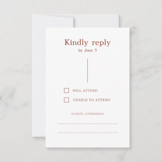 Terracotta Boho Modern Lines Burnt Sinaasappel Wed RSVP Kaartje (Voorkant)