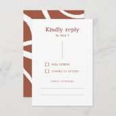 Terracotta Boho Modern Lines Burnt Sinaasappel Wed RSVP Kaartje (Voorkant / Achterkant)