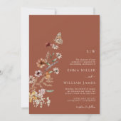 Terracotta Boho Monogram bruiloft uitnodiging (Voorkant)