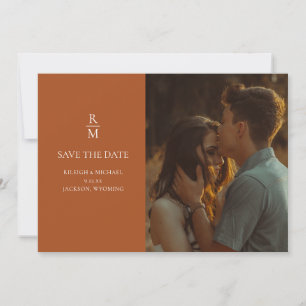 Terracotta Boho Monogram Huwelijk Save the Date