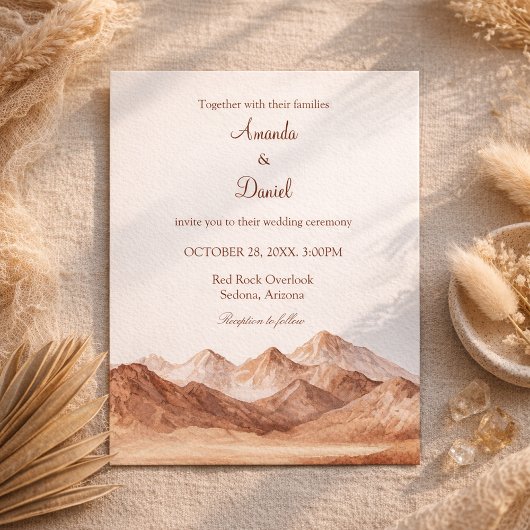 Terracotta Boho Mountain Southwest Wedding Kaart