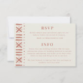 Terracotta Boho Mudcloth Border Wedding RSVP Kaartje (Voorkant)