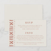 Terracotta Boho Mudcloth Border Wedding RSVP Kaartje (Voorkant / Achterkant)