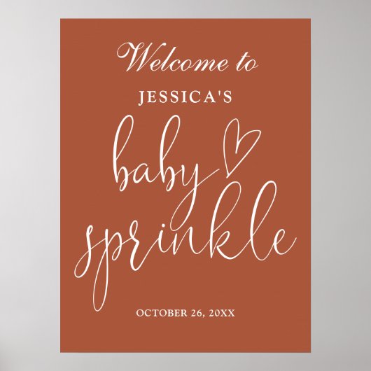 Terracotta Boho Neutral Baby Sprinkle Welkomstbord Poster (Voorkant)