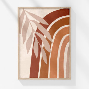 Terracotta Boho Palmblad Regenboog Muurkunst Print