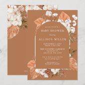 Terracotta Boho Pampas Arched Baby shower Kaart (Voorkant / Achterkant)