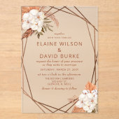 Terracotta Boho Pampas bruiloft Acryl Uitnodigingen (Voorkant)