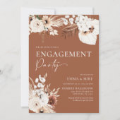 Terracotta Boho Pampas Engagement Party Kaart (Voorkant)
