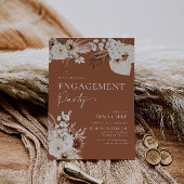Terracotta Boho Pampas Engagement Party Kaart