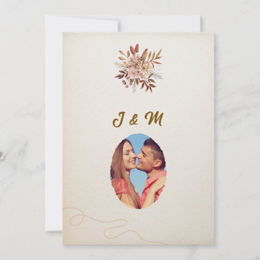 Terracotta Boho Pampas Floral Wedding Kaart (Achterkant)