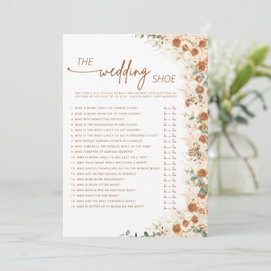 Terracotta Boho Pampas Floral Wedding Schoenenspel (Staand voorkant)