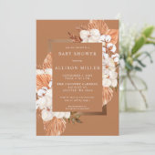 Terracotta Boho Pampas Genderneutraal Baby shower Kaart (Staand voorkant)