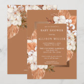 Terracotta Boho Pampas Genderneutraal Baby shower Kaart (Voorkant / Achterkant)