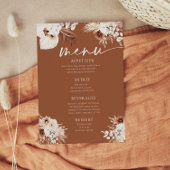 Terracotta Boho Pampas Gras Wedding Flat Menu
