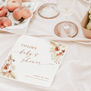 Terracotta Boho Pampas Grass Baby shower Servet