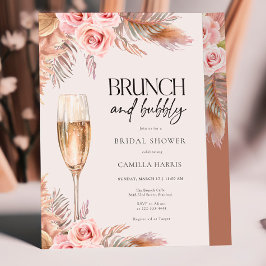 Terracotta Boho Pampas Grass Bridal Brunch Kaart