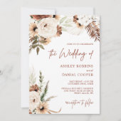Terracotta Boho Pampas Grass Floral herfst Wedding Kaart (Voorkant)