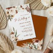 Terracotta Boho Pampas Grass Floral herfst Wedding Kaart