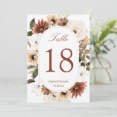 Terracotta Boho Pampas Grass Floral Table Number (Staand voorkant)