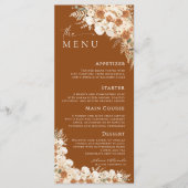Terracotta Boho Pampas Grass Floral Wedding Menu (Voorkant)