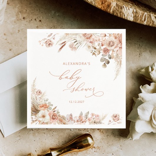 Terracotta Boho Pampas Grass Papier Servet