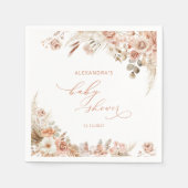 Terracotta Boho Pampas Grass Papier Servet (Voorkant)