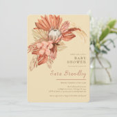 Terracotta boho pampas grass proteas-Baby shower Kaart (Staand voorkant)