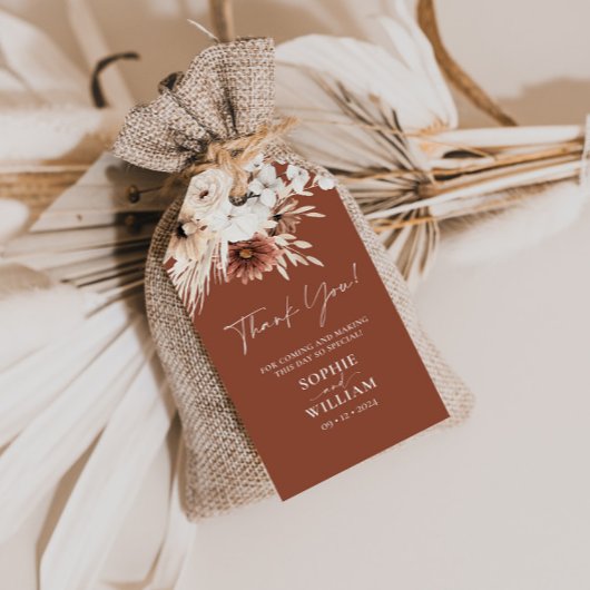 Terracotta Boho Pampas Grass Wedding Gift Labels Cadeaulabel