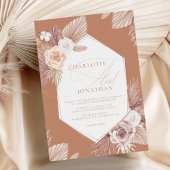 Terracotta Boho Pampas Grass Wedding Invitation Kaart