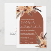 Terracotta Boho Pampas Grass Wedding Kaart (Voorkant / Achterkant)
