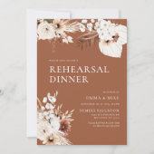 Terracotta Boho Pampas Rehearsal Dinner Invitation Kaart (Voorkant)