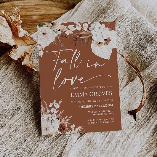 Terracotta Boho Pampas Vrijgezellenfeest, Herfst i Kaart