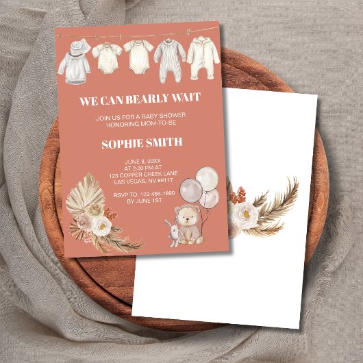 Terracotta Boho Pampas We kunnen nauwelijks wachte Kaart